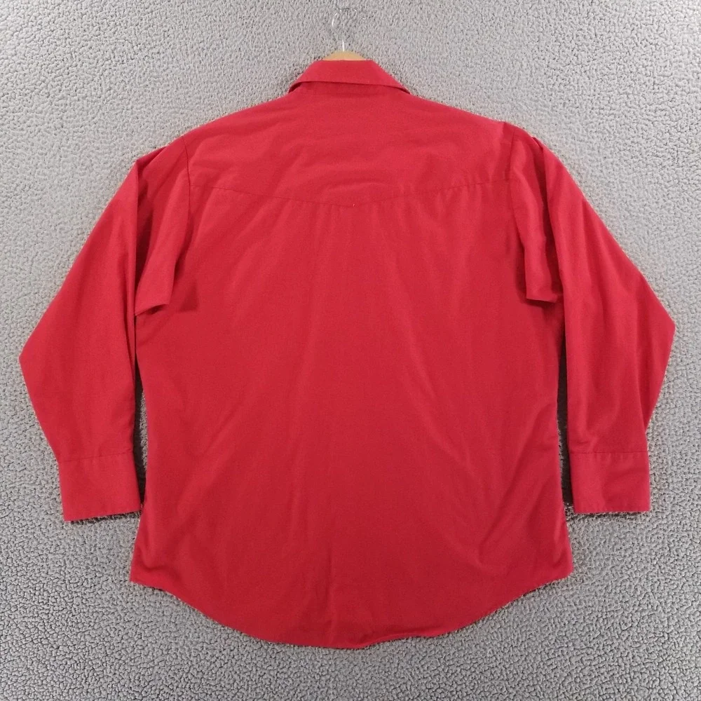 Ely Cattleman Shirt Mens 17.5 XL Red Fringe Pearl Snap Western Rodeo Cowboy